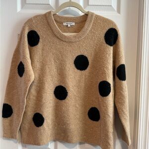 Madewell Polka Dot Sweater - Tan and Black soft wool size medium